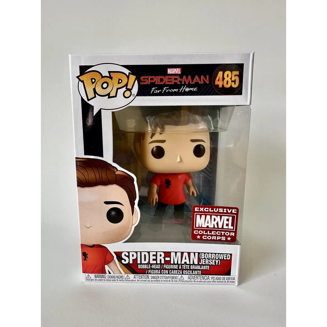 Spider-Man (Borrowed Jersey) Funko POP! 485 - Spider-Man Far From Home - Marvel Exclusive Image 1