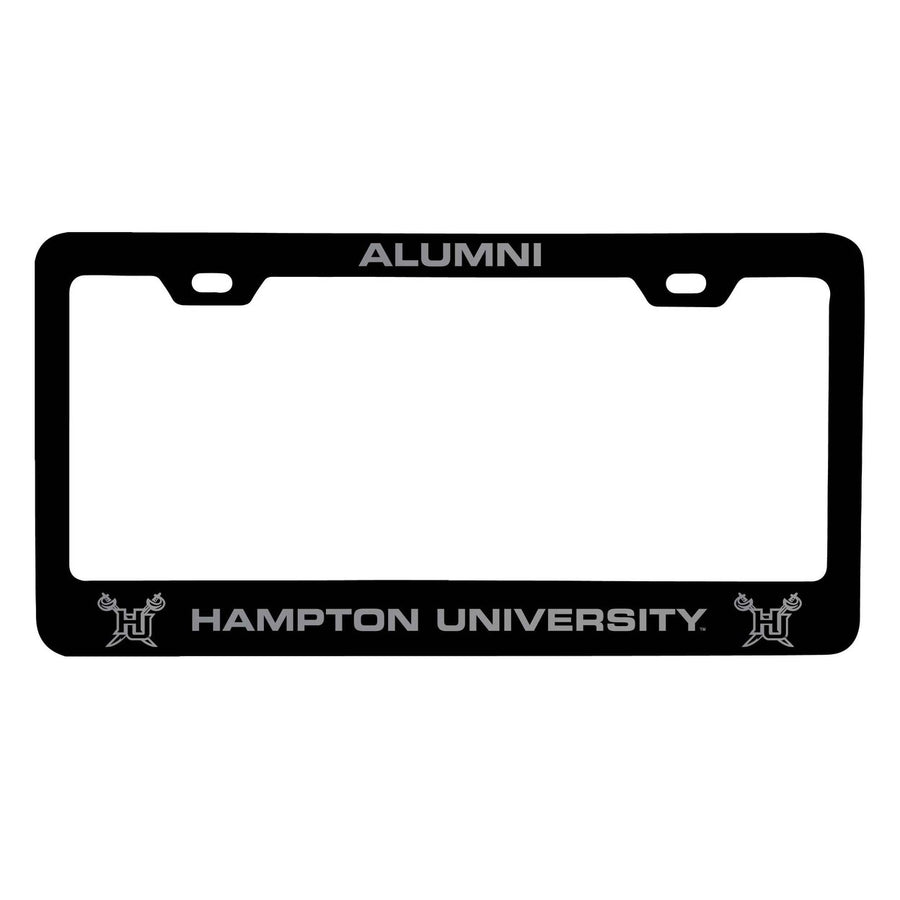 Hampton University NCAA Laser-Engraved Metal License Plate Frame - Choose Black or White Color Image 1