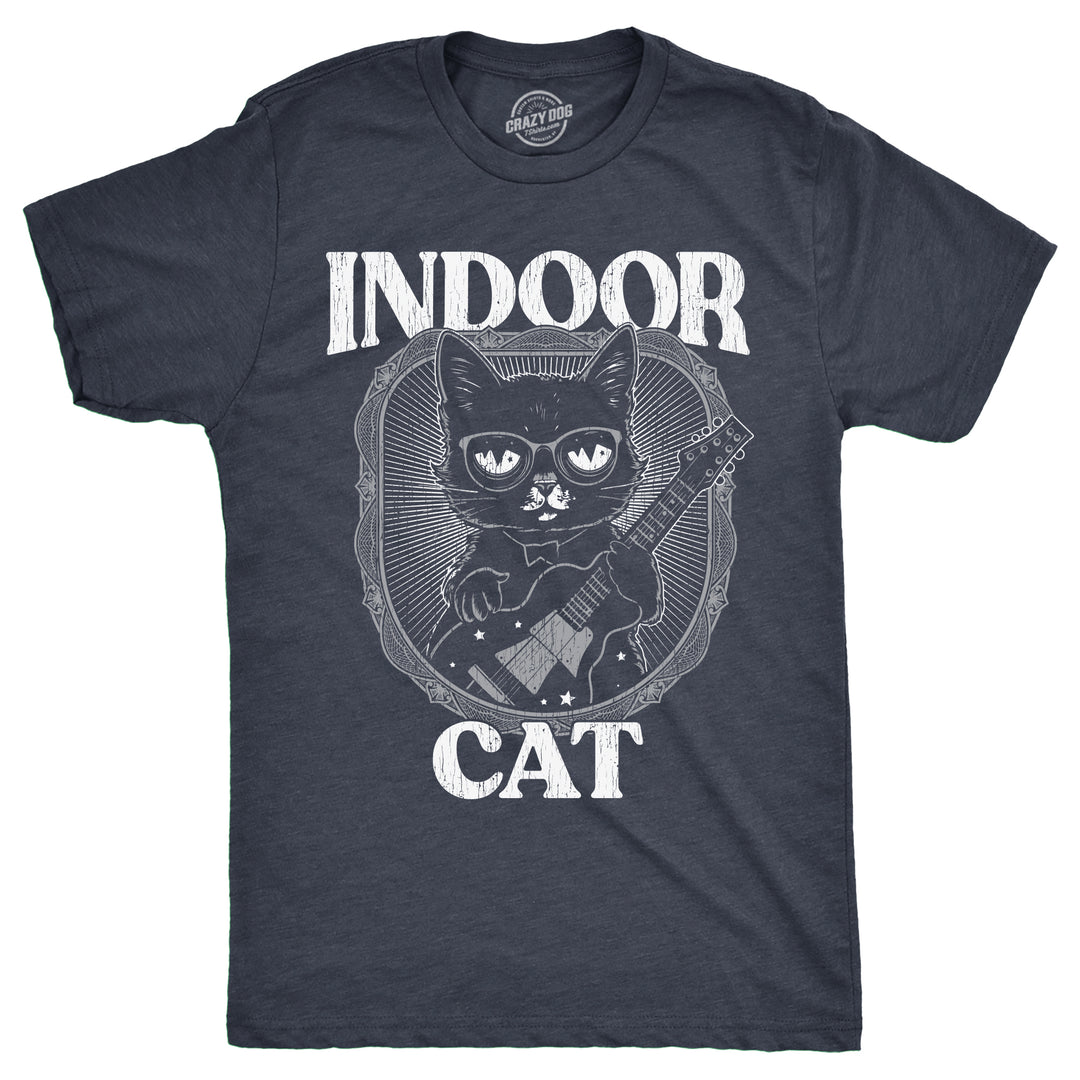 Mens Indoor Cat Funny T Shirt Introvert Sarcastic Tee For Men Image 1