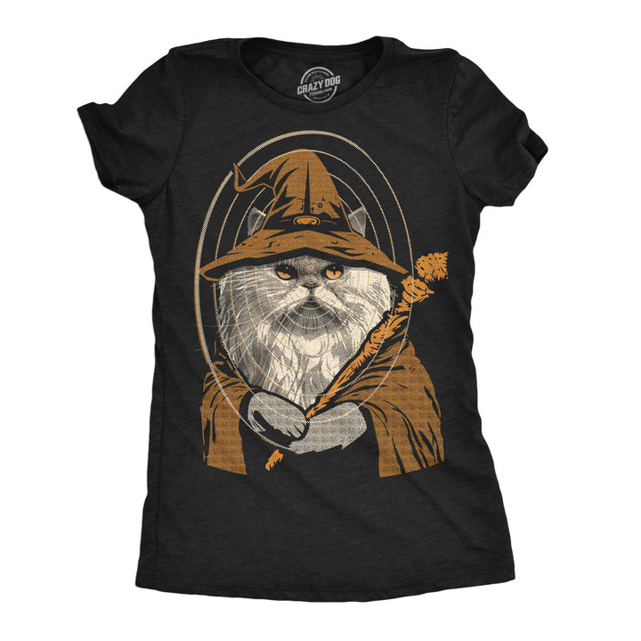 Womens Funny T Shirts Kitty Wizard Magic Cat Graphic Tee For Ladies Image 1