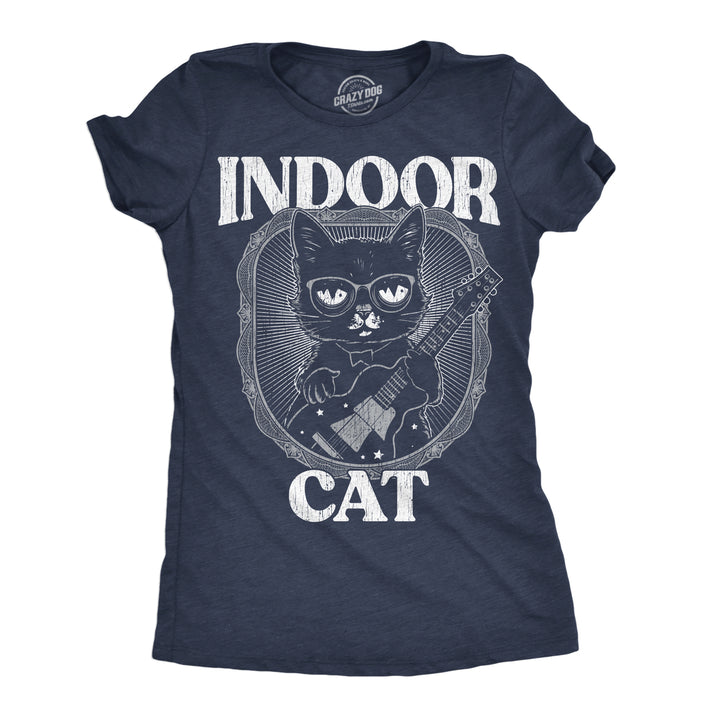 Womens Indoor Cat Funny T Shirt Introvert Sarcastic Tee For Ladies Image 1