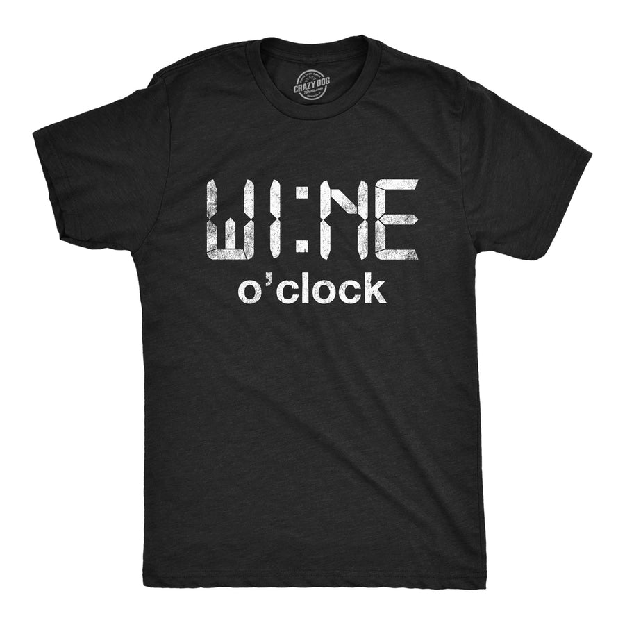 Mens Funny T Shirts Wine O Clock Sarcastic Drinking Tee Graphic Shirt Image 1