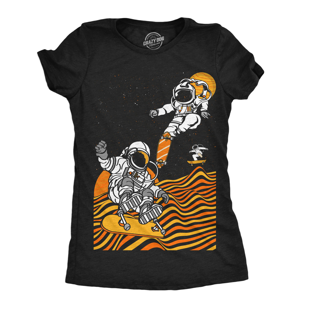 Womens Funny T Shirts Astro Skate Park Space Graphic Tee For Ladies Image 1