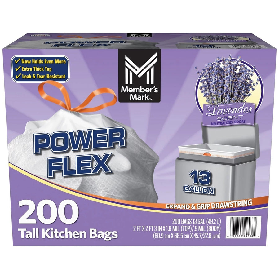 Members Mark Tall Kitchen Drawstring Trash Bags (13 Gallon 200 Count Total) Image 1