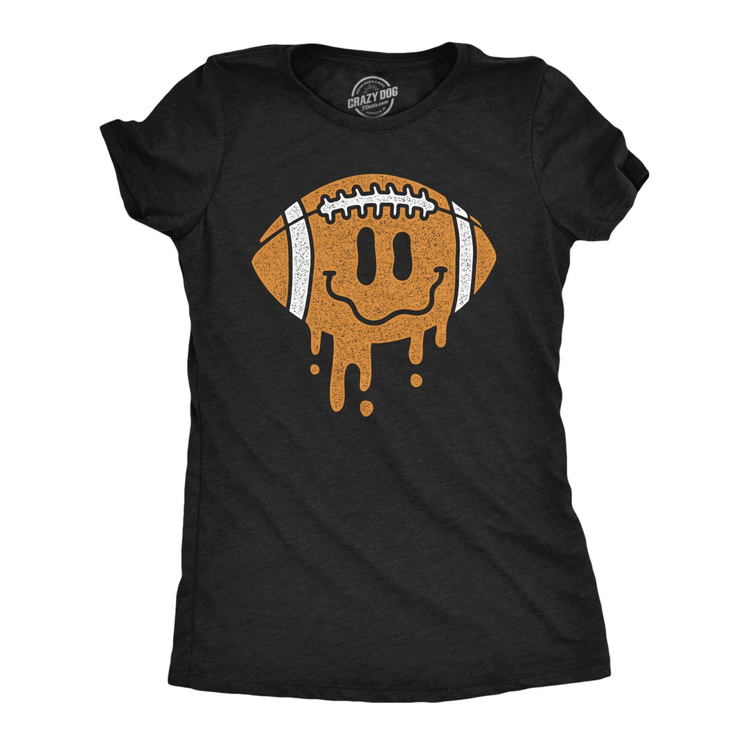 Womens Dripping Football Smile Funny T Shirts Sports Graphic Tee For Ladies Image 1