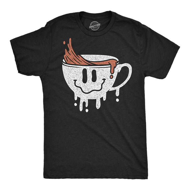 Mens Dripping Coffee Smile Funny T Shirts Caffeine Graphic Tee For Men Image 1