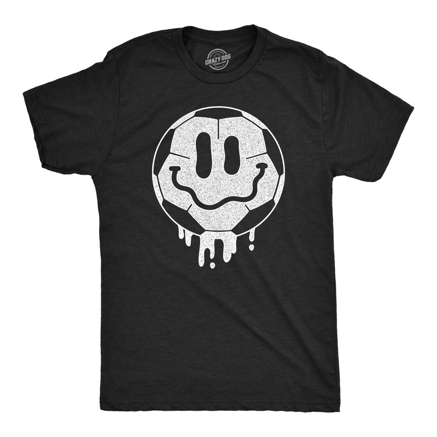 Mens Dripping Soccer Ball Smile Funny T Shirts Sports Graphic Tee For Men Image 1