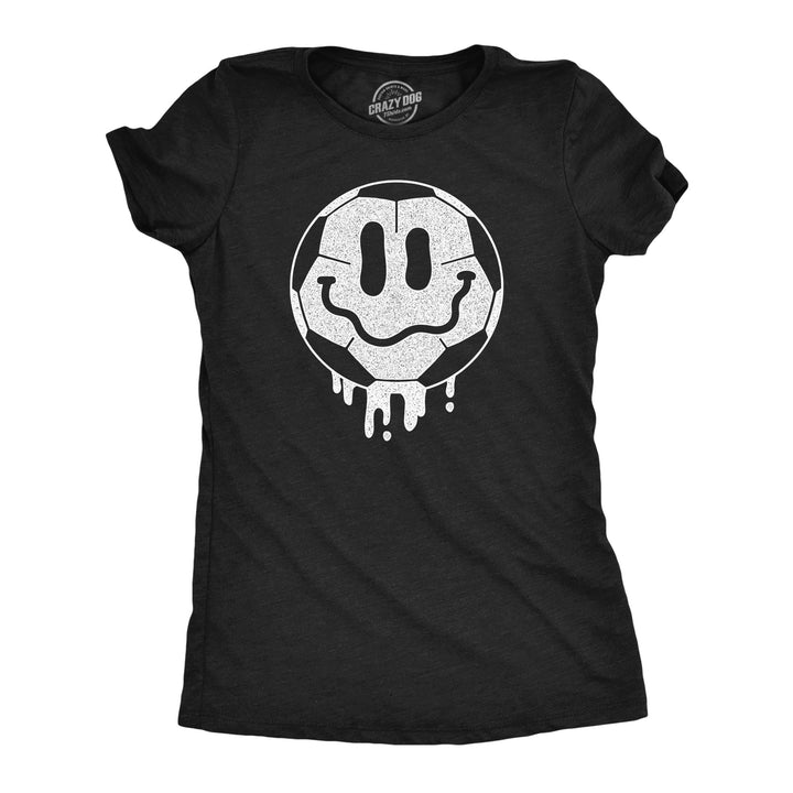 Womens Dripping Soccer Ball Smile Funny T Shirts Sports Graphic Tee For Ladies Image 1