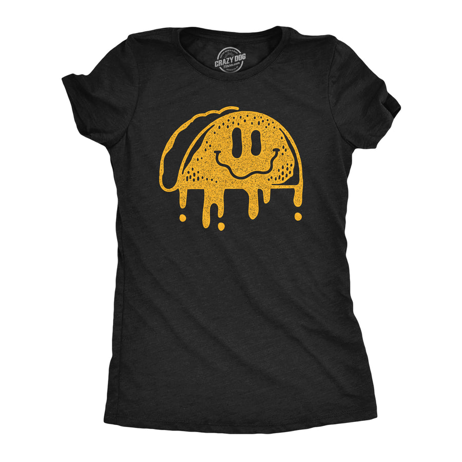 Womens Dripping Taco Smile Funny T Shirts Mexican Food Graphic Tee For Ladies Image 1