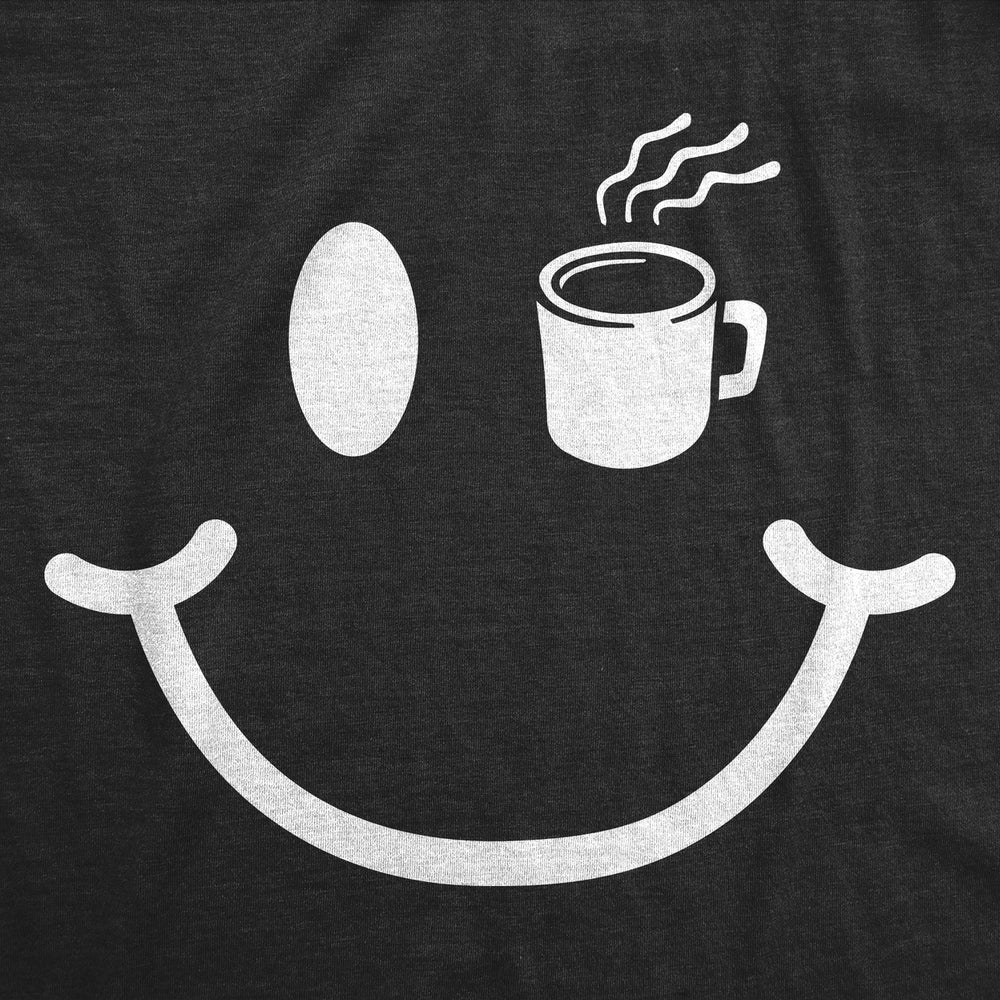 Womens Coffee Cup Smiling Face Funny T Shirt Caffeine Graphic Tee For Ladies Image 2