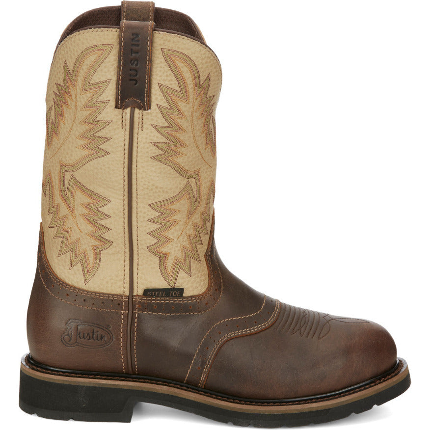 JUSTIN WORK Mens 11" Superintendent Steel Toe Work Boot Golden Brown - SE4661 BROWN Image 3