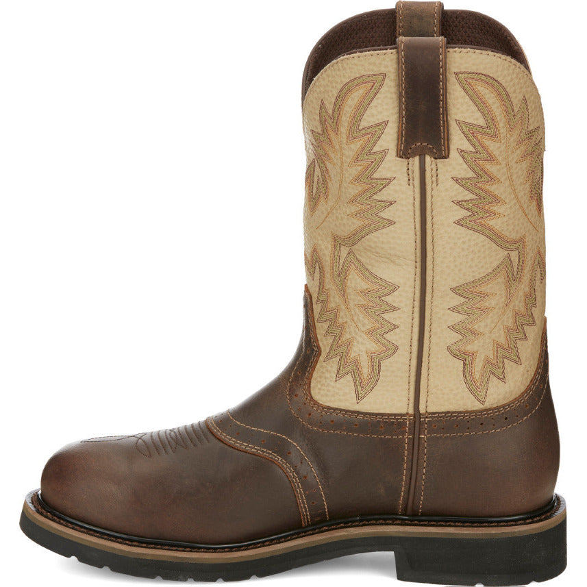 JUSTIN WORK Mens 11" Superintendent Steel Toe Work Boot Golden Brown - SE4661 BROWN Image 4