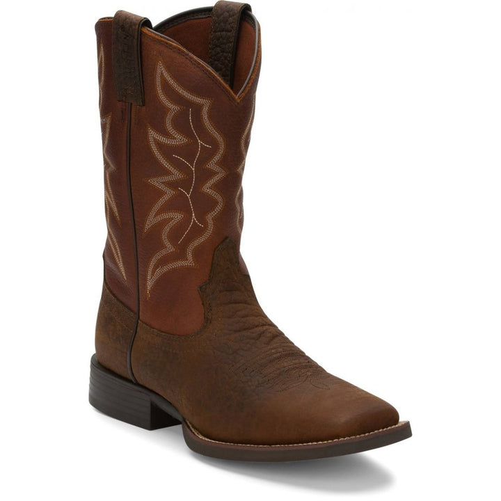 Justin Mens 11" Chet Western Boots Pebble Brown Leather Model 7222 Image 2