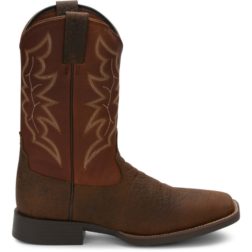 Justin Mens 11" Chet Western Boots Pebble Brown Leather Model 7222 Image 3