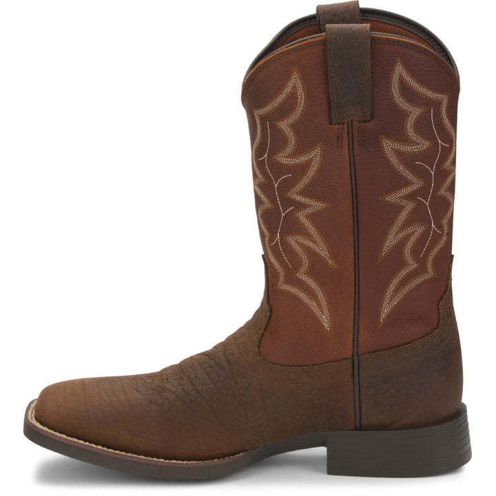 Justin Mens 11" Chet Western Boots Pebble Brown Leather Model 7222 Image 4