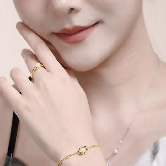 New Koi Ring Women's Natural Pearl Mobius Ring S925 Pure Silver Vintage Handicraft Image 2