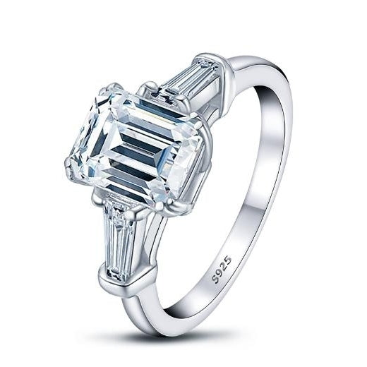 2-carat rectangular 6 * 8mm irregular Mosang diamond ring for women S925 sterling silver diamond ring Image 1