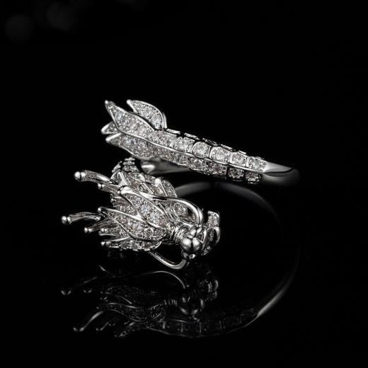 Chinese style dragon ring, female non fading, niche, high-end and luxurious zircon index finger ring, exaggerated Image 2