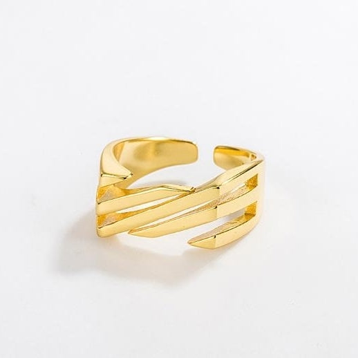 Hollow out staircase shaped ring, original design for women, cross diagonal INS niche bracelet Image 1