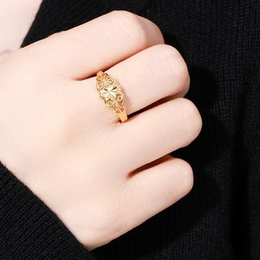 Fashionable new four leaf flower open ring, minimalist temperament ring, New Year gift Image 2