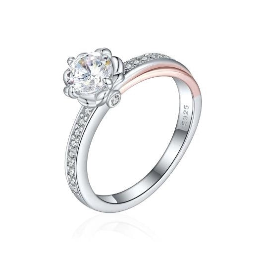 Sterling silver half body color separation ring for women with a strong sense of design Image 1
