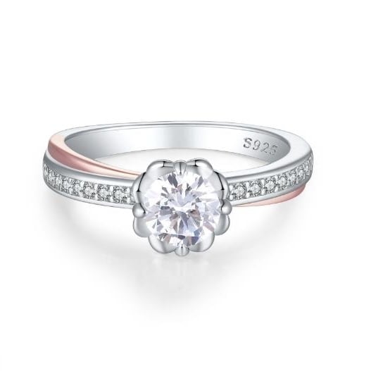 Sterling silver half body color separation ring for women with a strong sense of design Image 2
