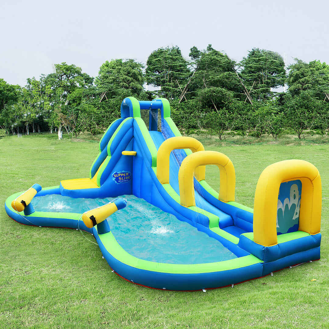 Inflatable Water Slide Kids Bounce House Castle Splash Water Pool W/ 750W Blower Image 3