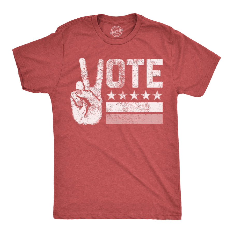 Mens Vote Peace Hand Funny T Shirt Election Graphic Tee For Men Image 1