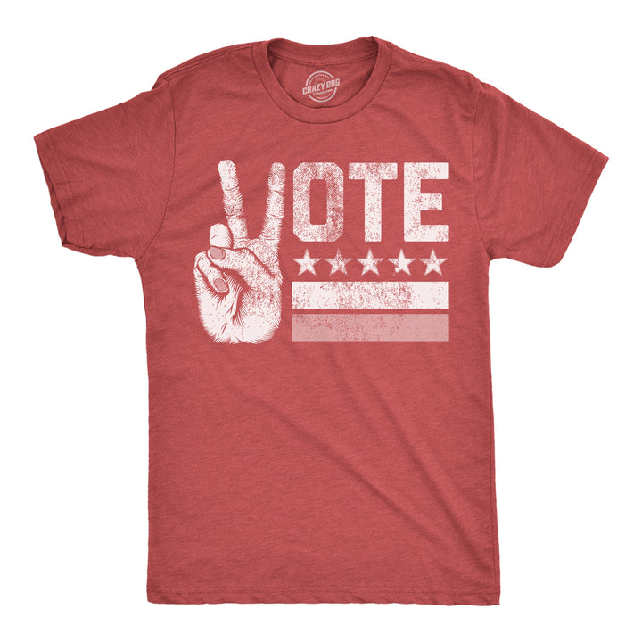 Mens Vote Peace Hand Funny T Shirt Election Graphic Tee For Men Image 1