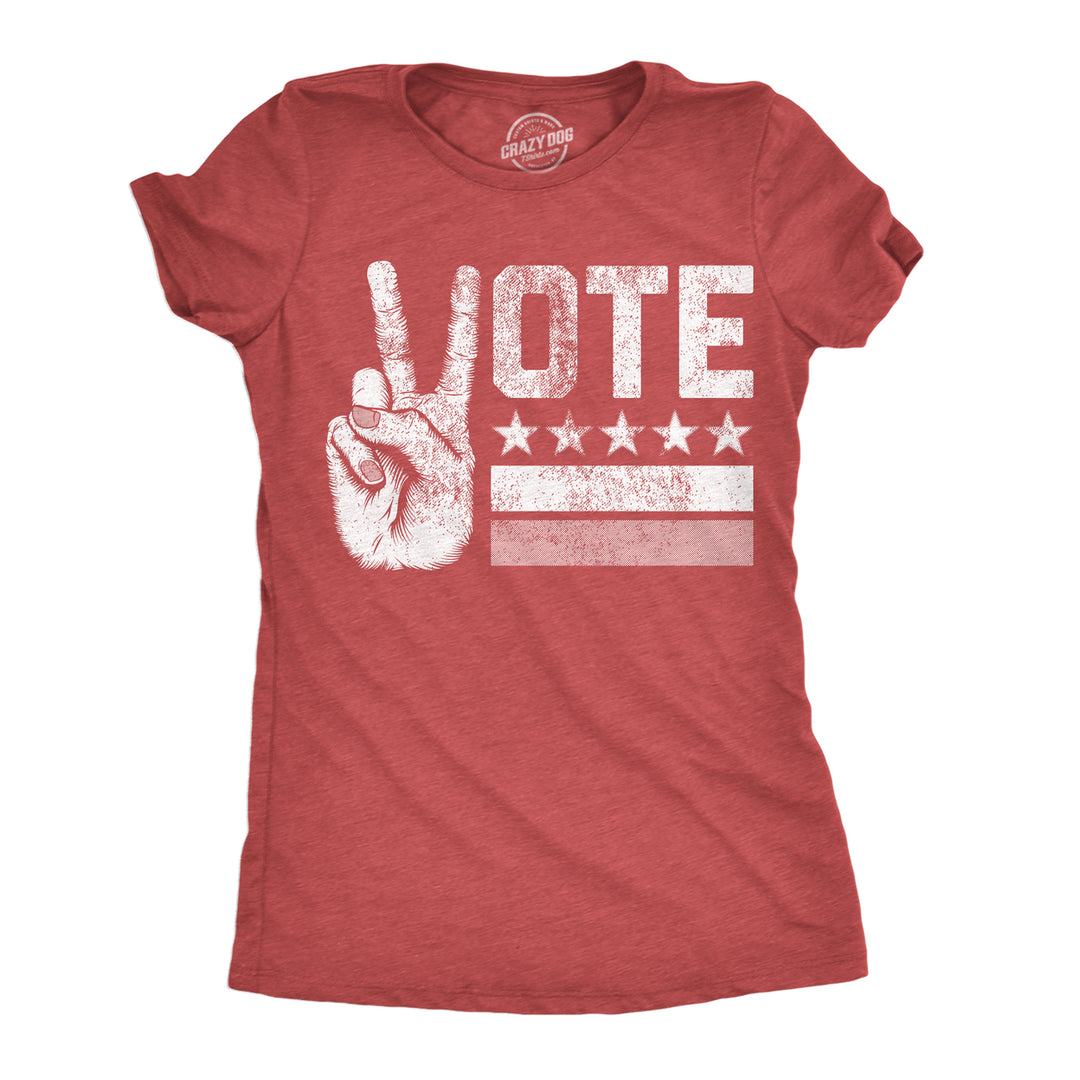 Womens Vote Peace Hand Funny T Shirt Election Graphic Tee For Ladies Image 1