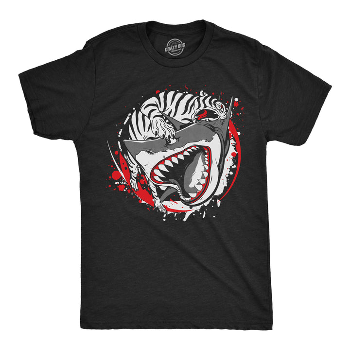 Mens Tiger Shark Ying Yang Funny T Shirts Animal Graphic Tee For Men Image 1