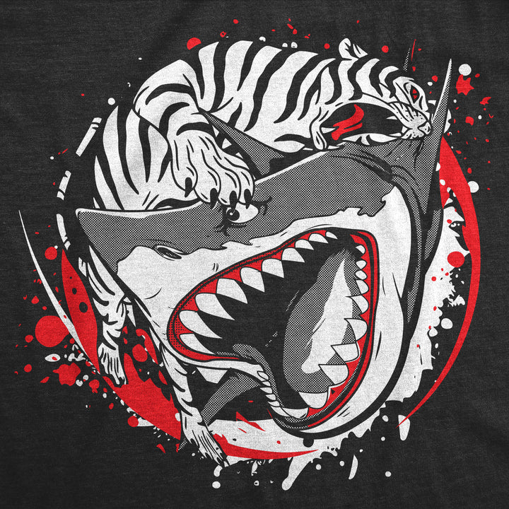 Mens Tiger Shark Ying Yang Funny T Shirts Animal Graphic Tee For Men Image 2