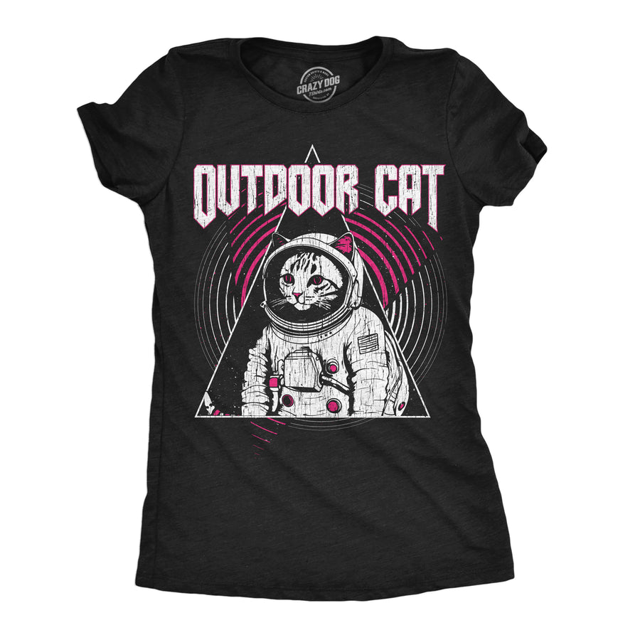 Womens Funny T Shirts Outdoor Cat Sarcastic Space Graphic Tee For Ladies Image 1