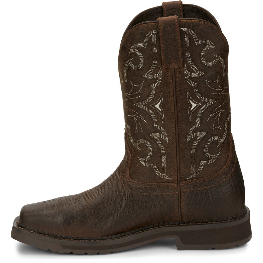 JUSTIN WORK Mens 11" Amarillo Steel Toe Work Boot Aged Brown - SE4313 ONE SIZE Aged Brown Image 4