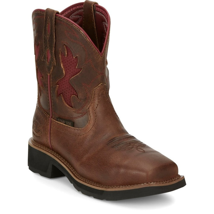 JUSTIN WORK Womens 8" Lathey Nano Composite Toe Work Boot Brown - GY9962 ONE SIZE BROWN Image 3