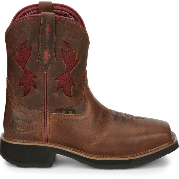 JUSTIN WORK Womens 8" Lathey Nano Composite Toe Work Boot Brown - GY9962 ONE SIZE BROWN Image 4