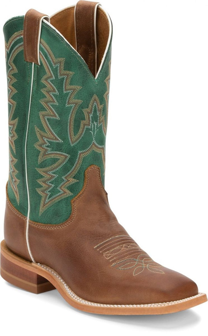 Justin Womens 11" Kenedy Square Toe Western Boot Brown Green Cowhide BRL317 Image 2