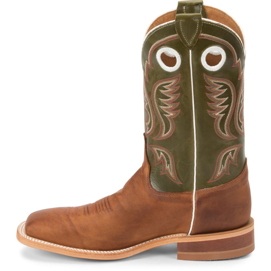 Justin Mens 11" Austin Western Boot Cognac Green Leather J-Flex BR307 COGNAC Image 4