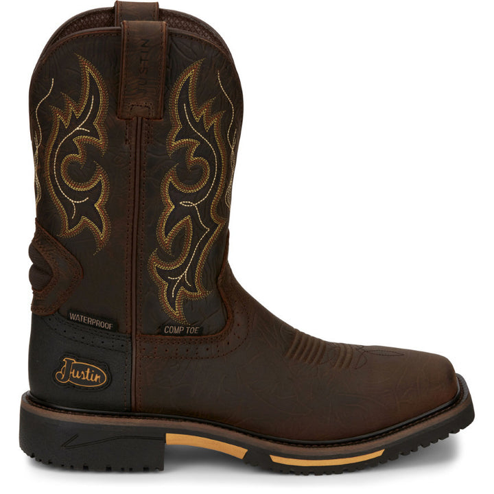 JUSTIN WORK Mens 11" Joist Composite Toe Waterproof Work Boot Chocolate Brown - SE4625 ONE SIZE AGED BROWN Image 3