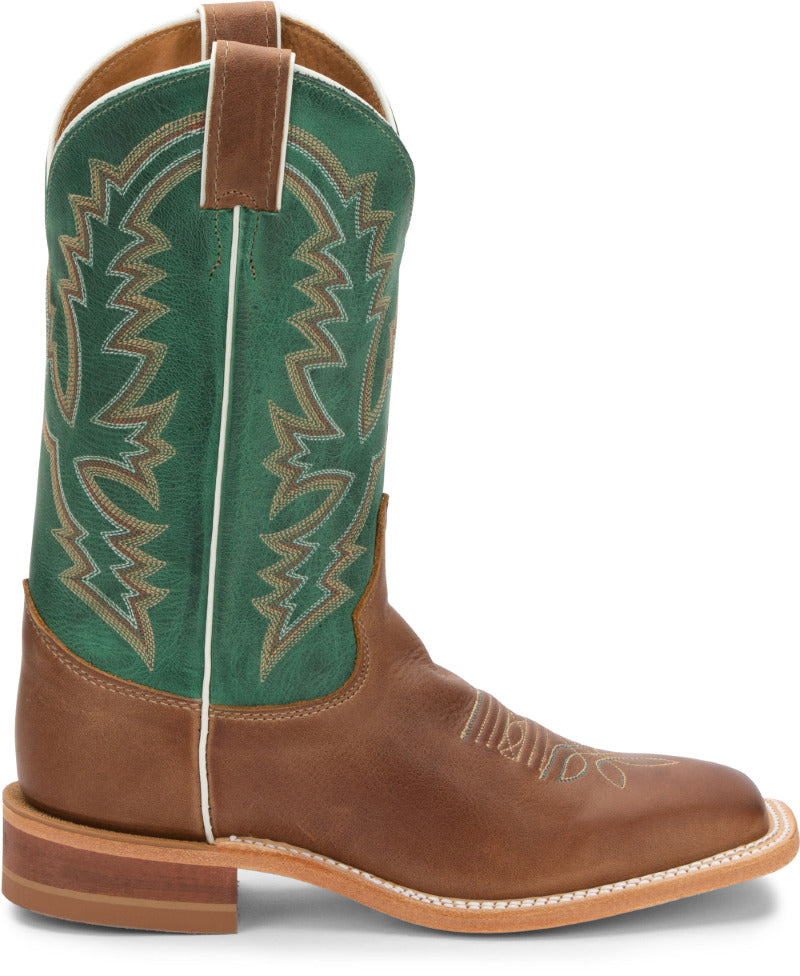 Justin Womens 11" Kenedy Square Toe Western Boot Brown Green Cowhide BRL317 Image 3