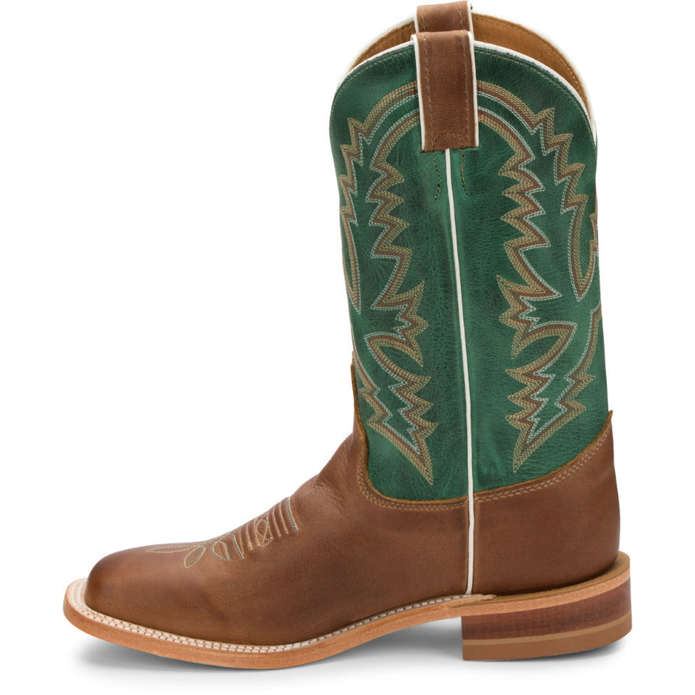 Justin Womens 11" Kenedy Square Toe Western Boot Brown Green Cowhide BRL317 Image 4