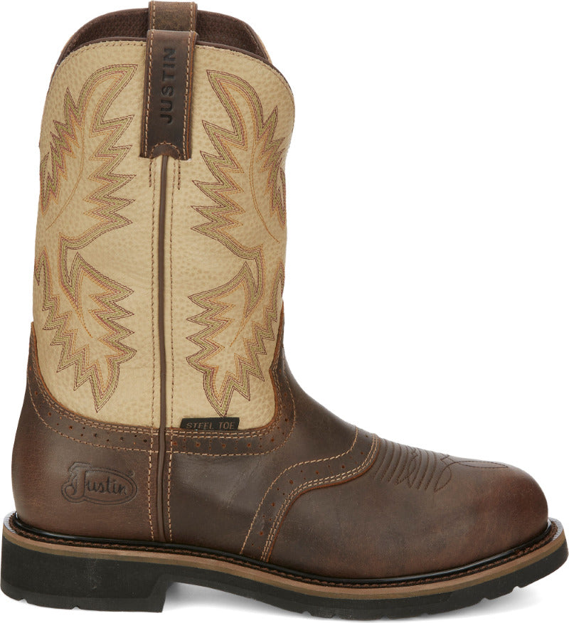 JUSTIN WORK Mens 11" Superintendent Steel Toe Work Boot Golden Brown - SE4661  BROWN Image 3