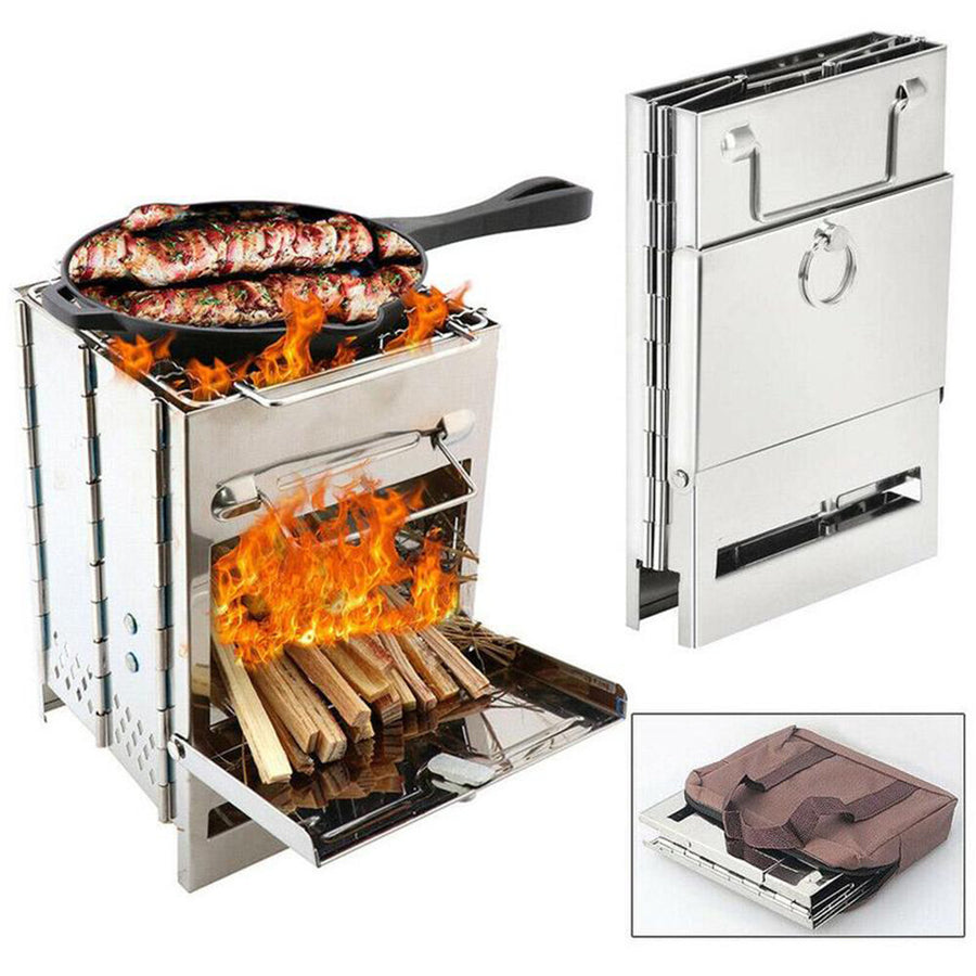 Outdoor Stainless Steel Foldable Furnace Meat Grill Stove Image 1