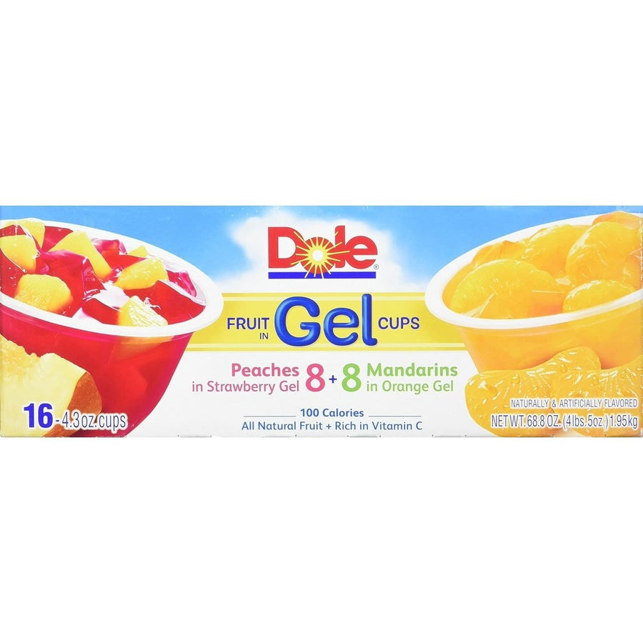 Dole Fruit in Gel Cups Peaches and Mandarins - 4 Ounce - 16 Pack Image 1