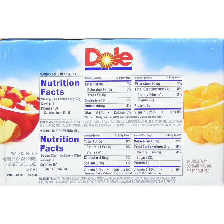 Dole Fruit in Gel Cups Peaches and Mandarins - 4 Ounce - 16 Pack Image 2