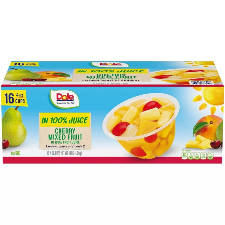 Dole Cherry Mixed Fruit Bowls in 100% Juice 4 Ounce (Pack of 16) Image 1