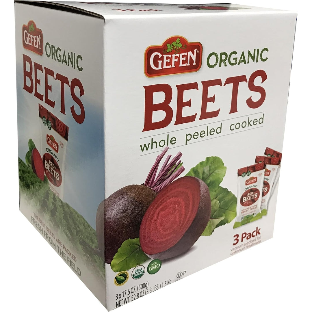 Gefen Organic Red Beets Whole Peeled Cooked and Ready to Eat 1.1 lb (3 Pack) Image 1