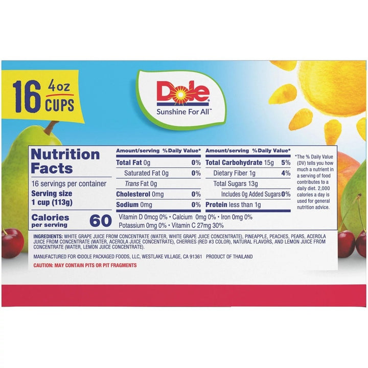 Dole Cherry Mixed Fruit Bowls in 100% Juice 4 Ounce (Pack of 16) Image 3