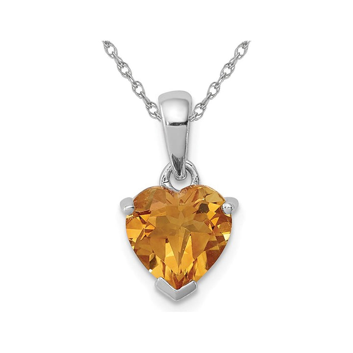 1.45 Carat (ctw) Citrine Heart Pendant Necklace in Sterling Silver with Chain Image 1