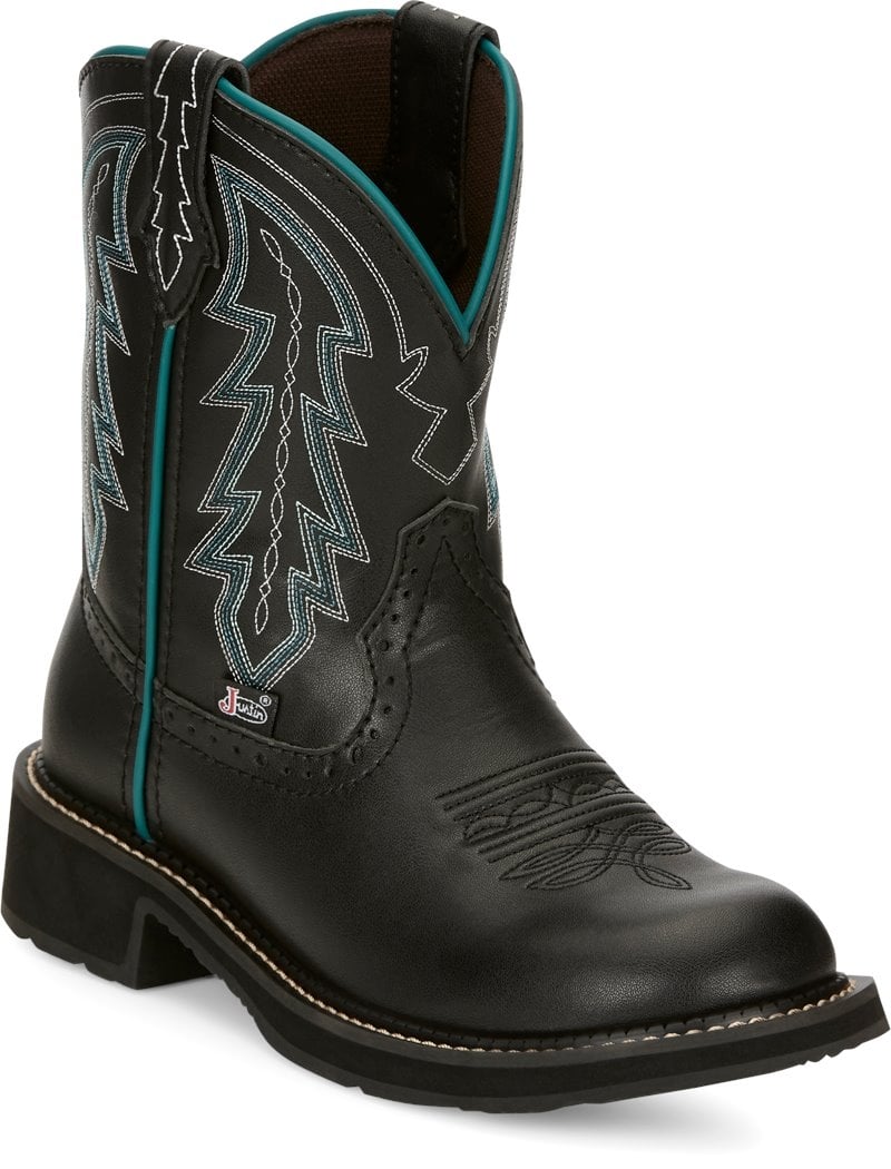 Justin Womens 8" Lyla Western Boot GY9537 Black Full Grain Leather Size One Image 2